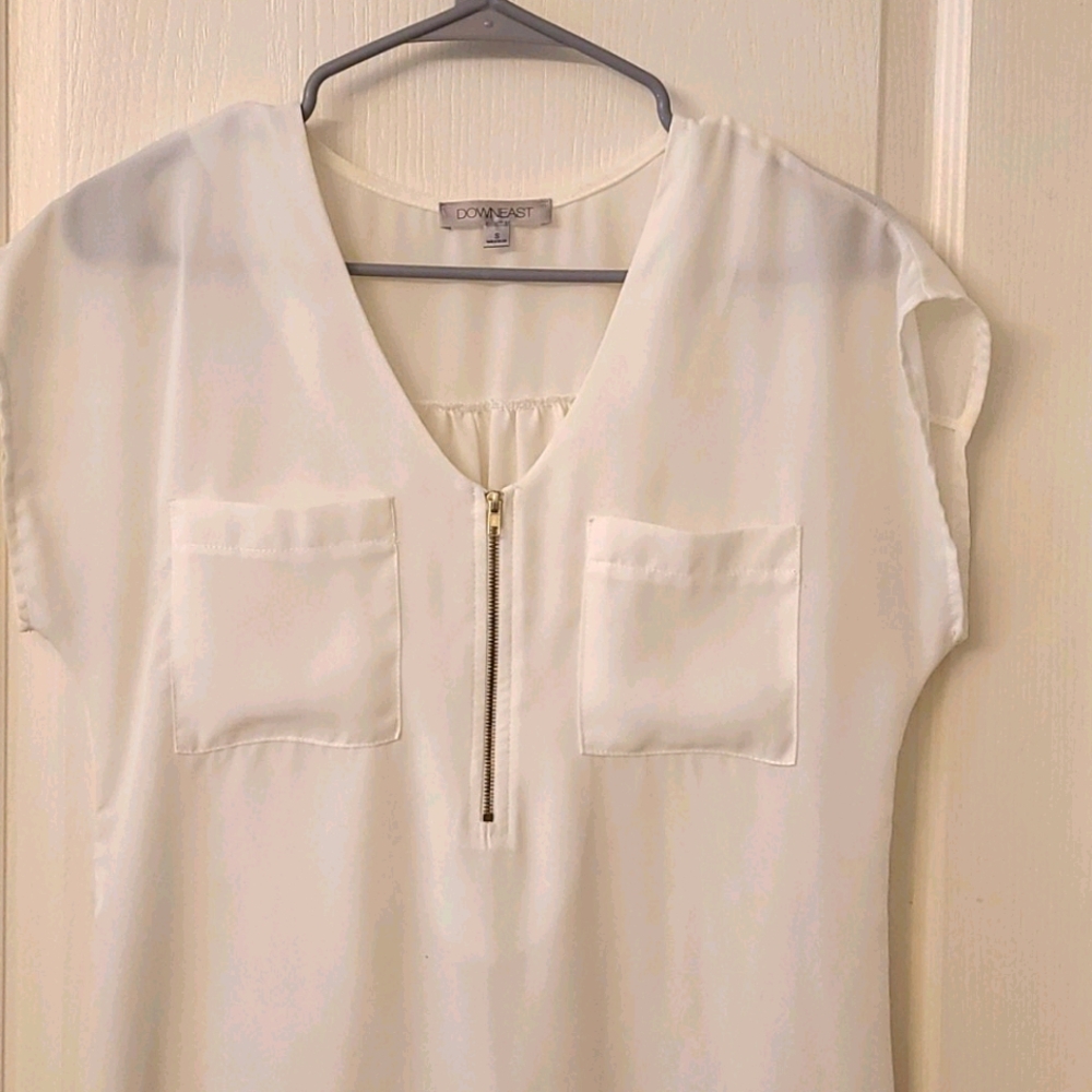 Sheer, off-white blouse